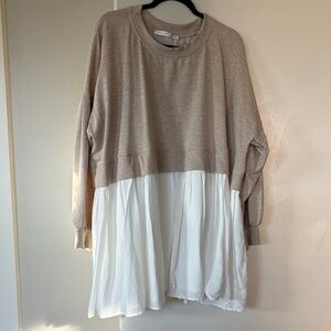 Altar'd State Tan and White Long Sleeve Dress